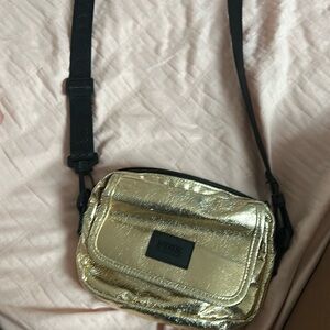 Crossbody PINK bag, gold and black